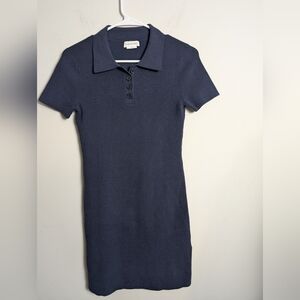 Lovers And Friends Ylenia Polo Dress Navy Short Sleeve Sweater Preppy Sz S